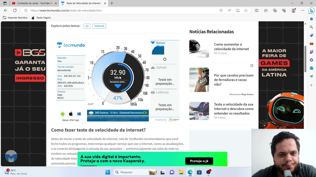 TecMundo - Teste de Velocidade de Internet 